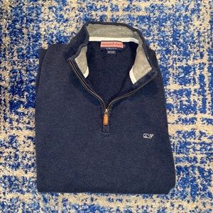 Navy Vineyard Vines 1/4 Zip Cotton Sweater